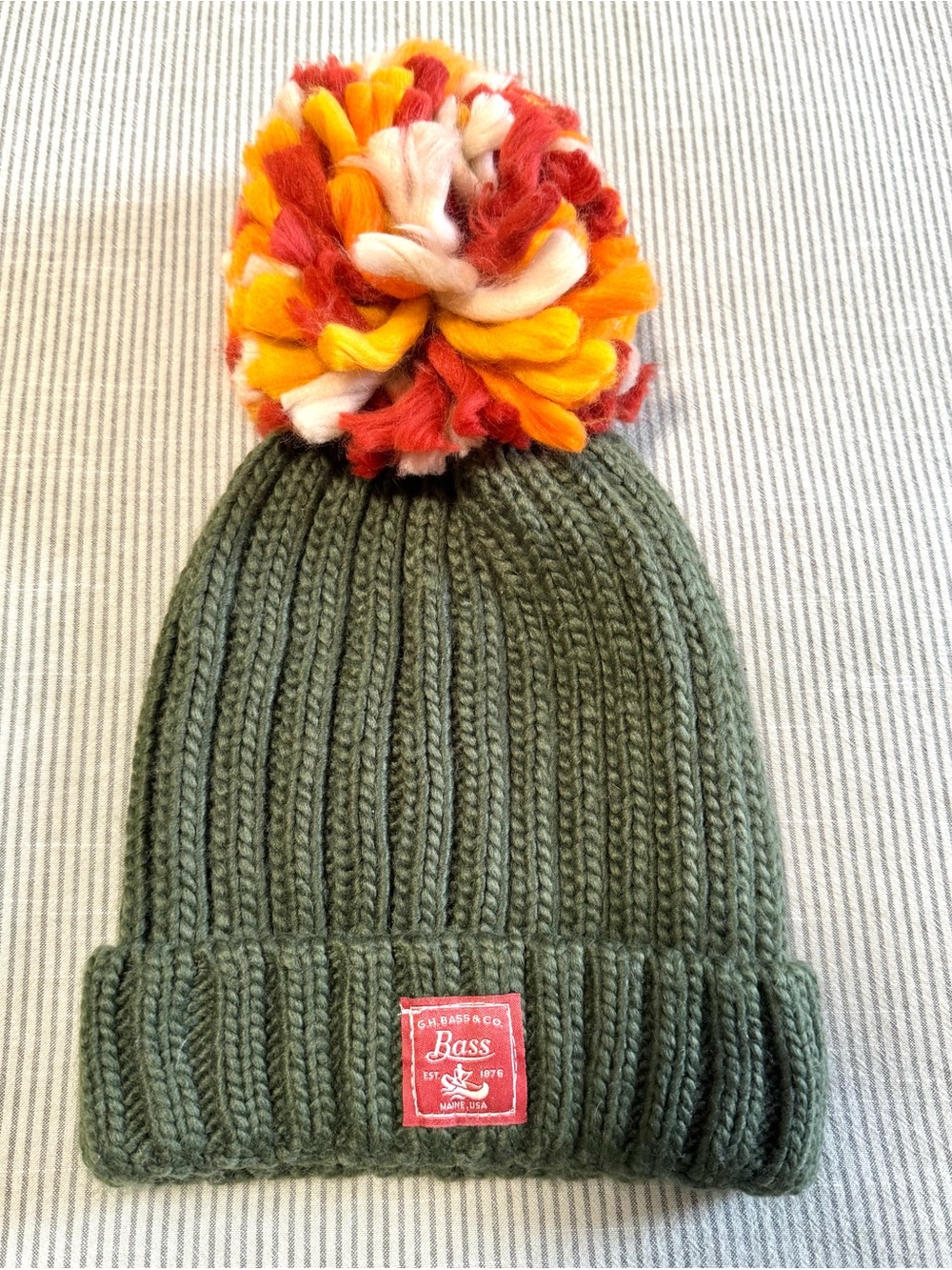 G.H. Bass & Co. Ribbed Knit Olive Beanie - NWOT!